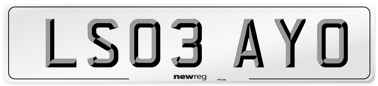 LS03 AYO Number Plate from New Reg